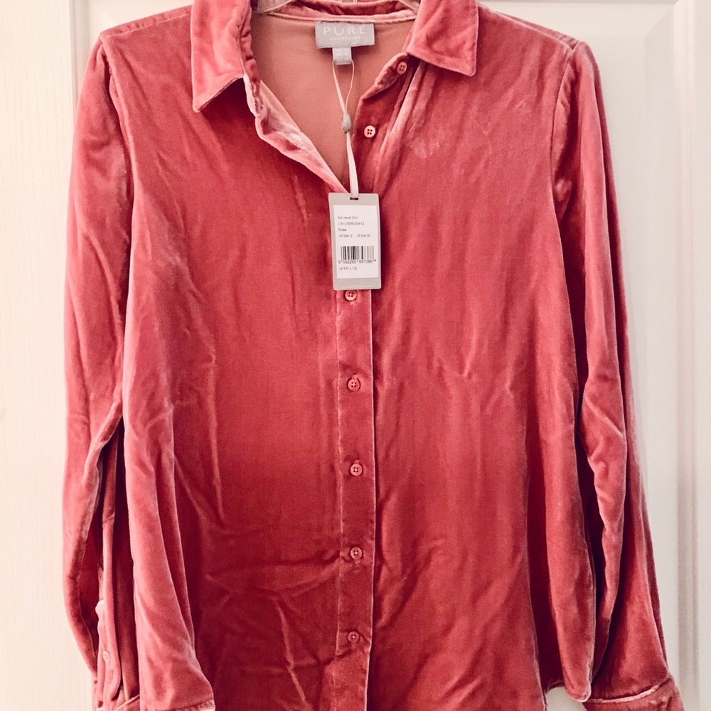 Blush silk velvet shirt